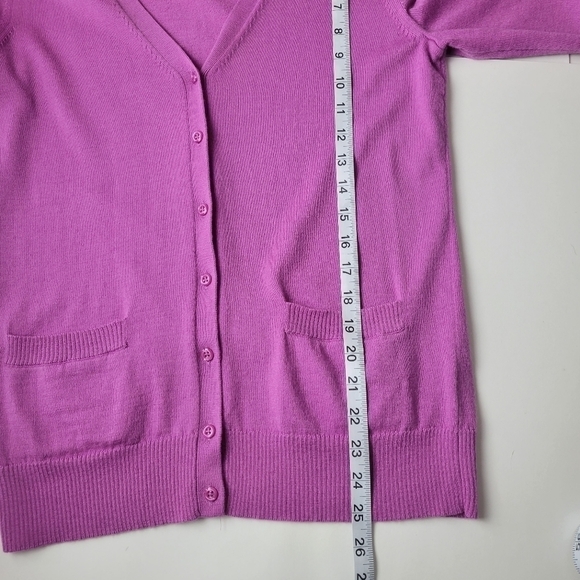LORD & Taylor Button Up Cardigan Merino Wool Purple M - Picture 10 of 12